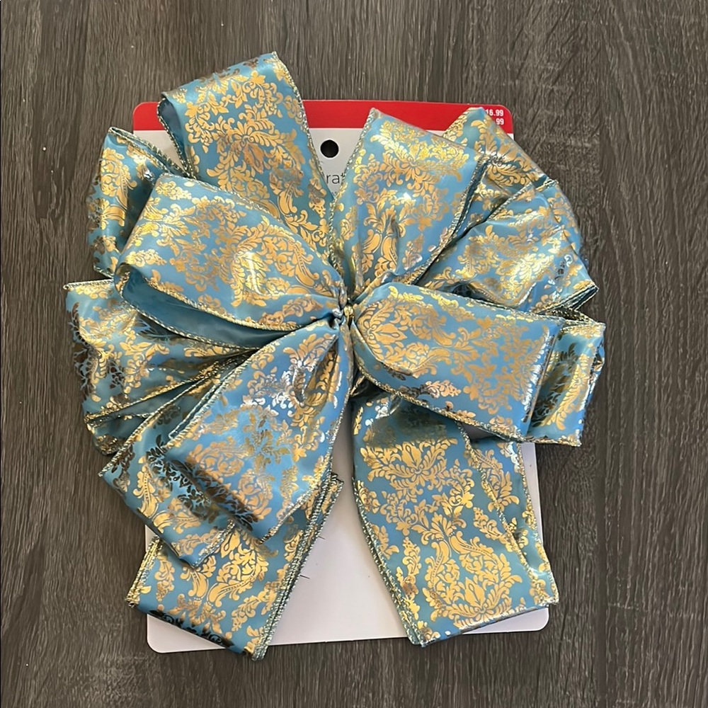 Elegant Blue and Gold Decorative Bow